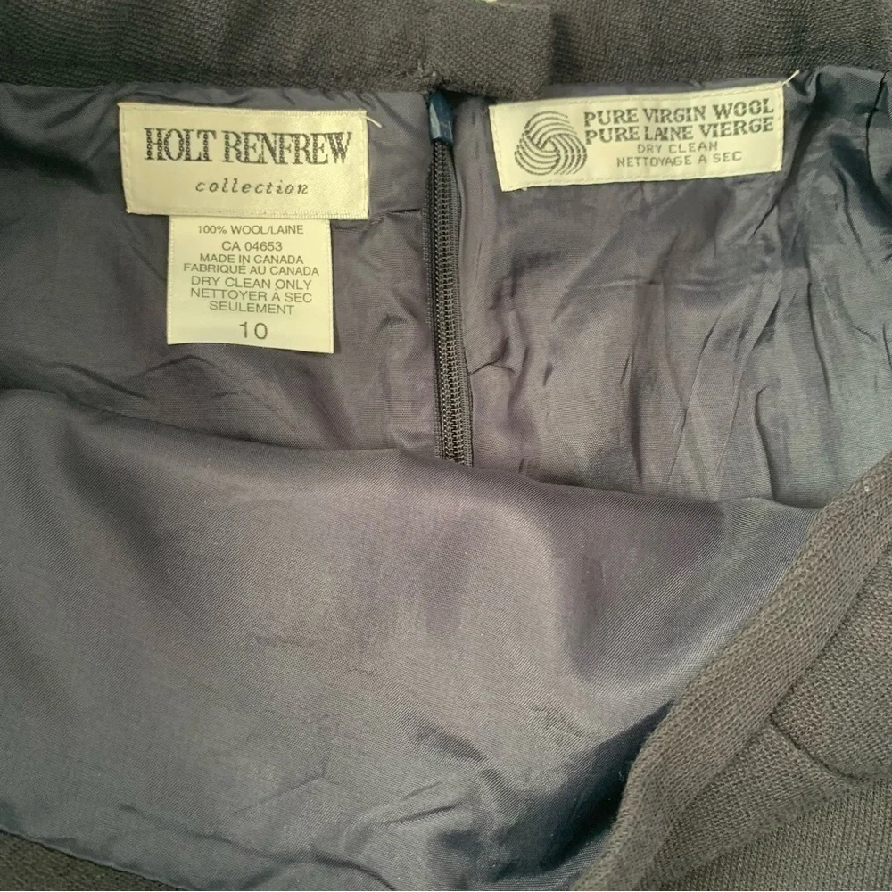 VINTAGE Holt Renfrew 100% Pure Virgin Wool Pencil Skirt Size 10 - Picture 6 of 9